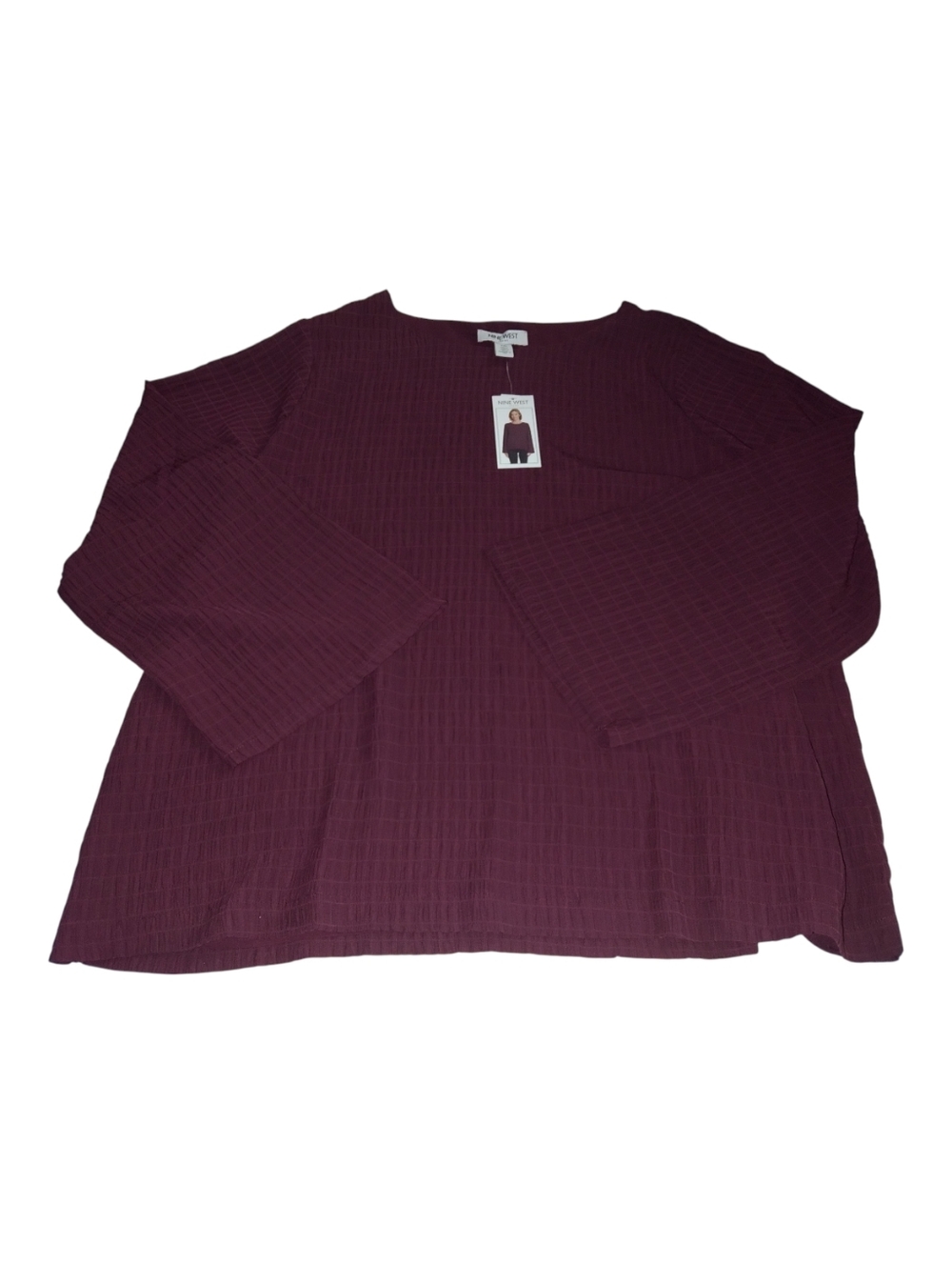 Nine West Ribbed Long-Sleeve Top in Wine New Size XXL - Picture 1 of 4
